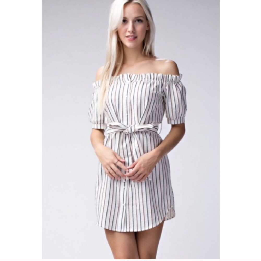 NEW Honey Punch Stripe OTS Dress - Picture 1 of 2